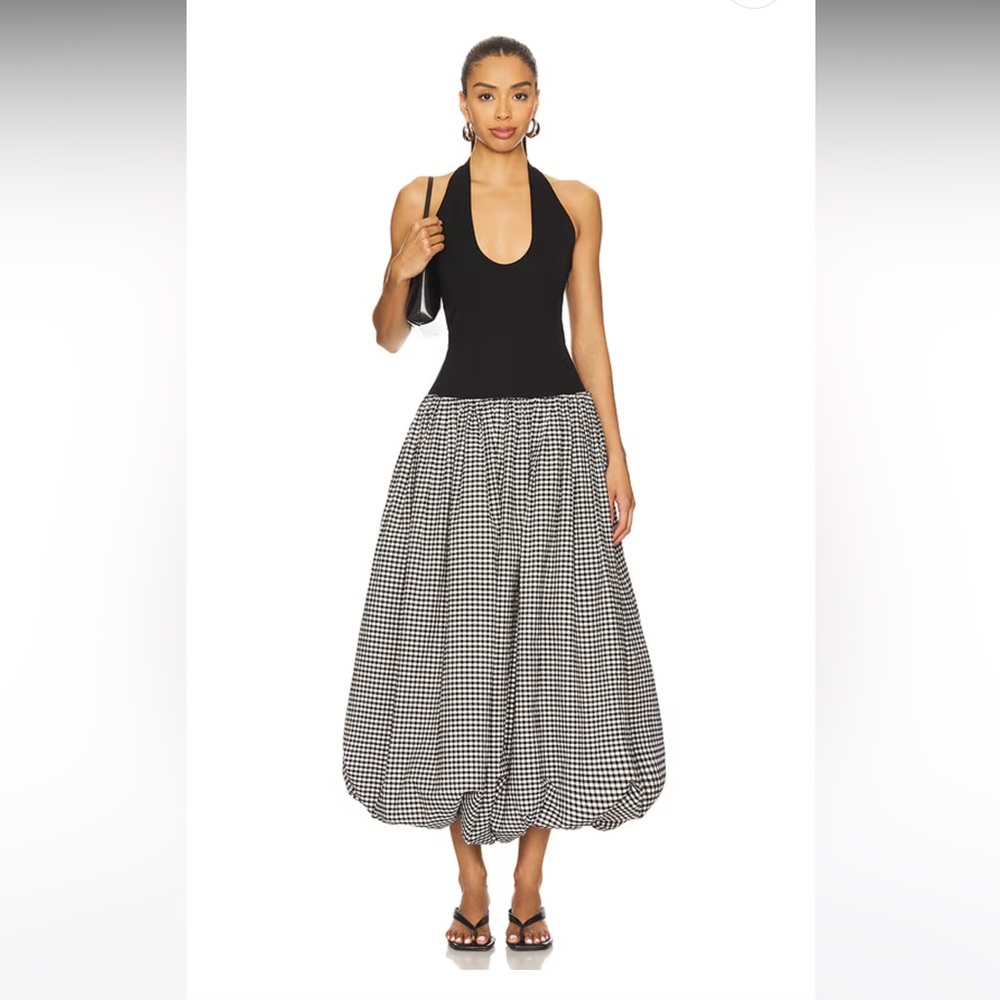 Lovers and Friends Carolina Midi Dress in Black & Gingham